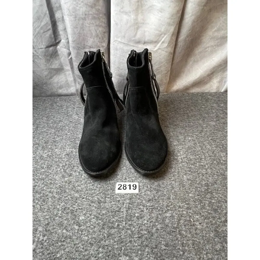 Zadig & Voltaire Molly Suede Leather Ankle Boots Black Booties $498, Sz 39